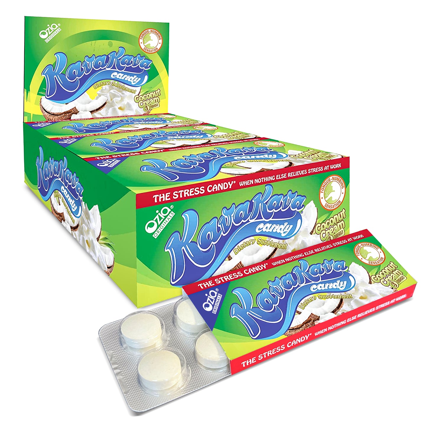 Kava Kava Candy Coconut Cream - 1 Box (12 Individual packs)