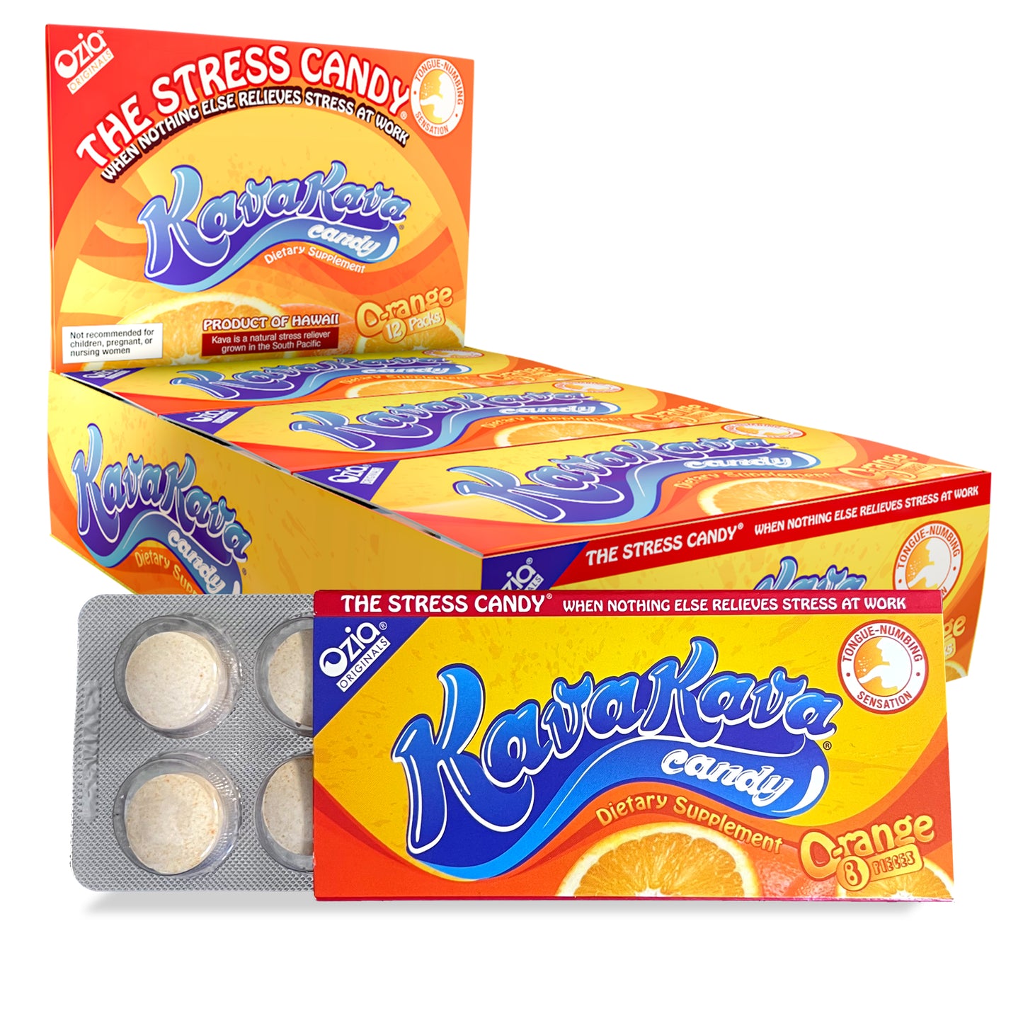 Kava Kava Candy Orange - 1 Box (12 Individual packs)