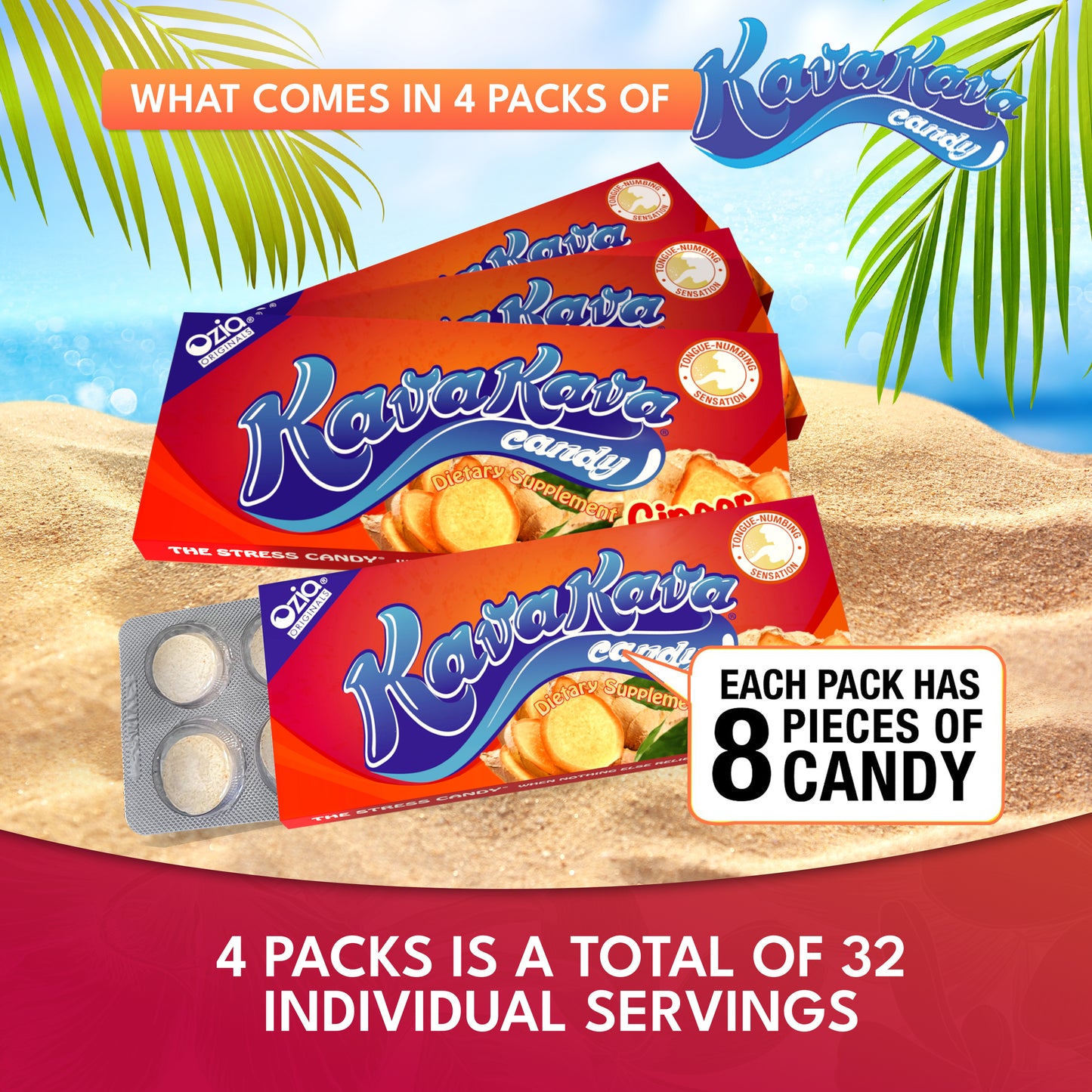 Kava Kava Candy Ginger Mint - 4 Packs