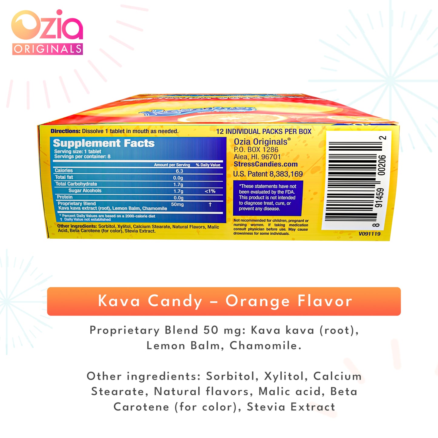 Kava Kava Candy Orange - 1 Box (12 Individual packs)