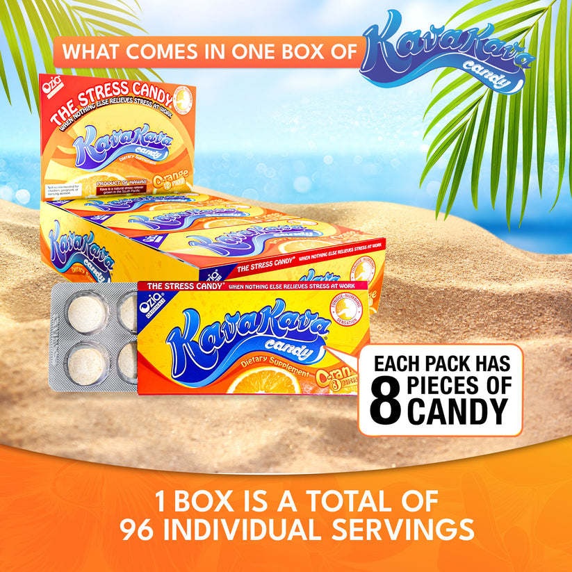 Kava Kava Candy Orange 1 Box (12 Individual packs)