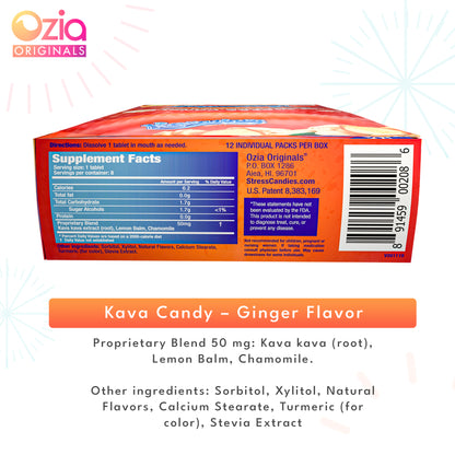 Kava Kava Candy Ginger Mint - 1 Box (12 individual packs)